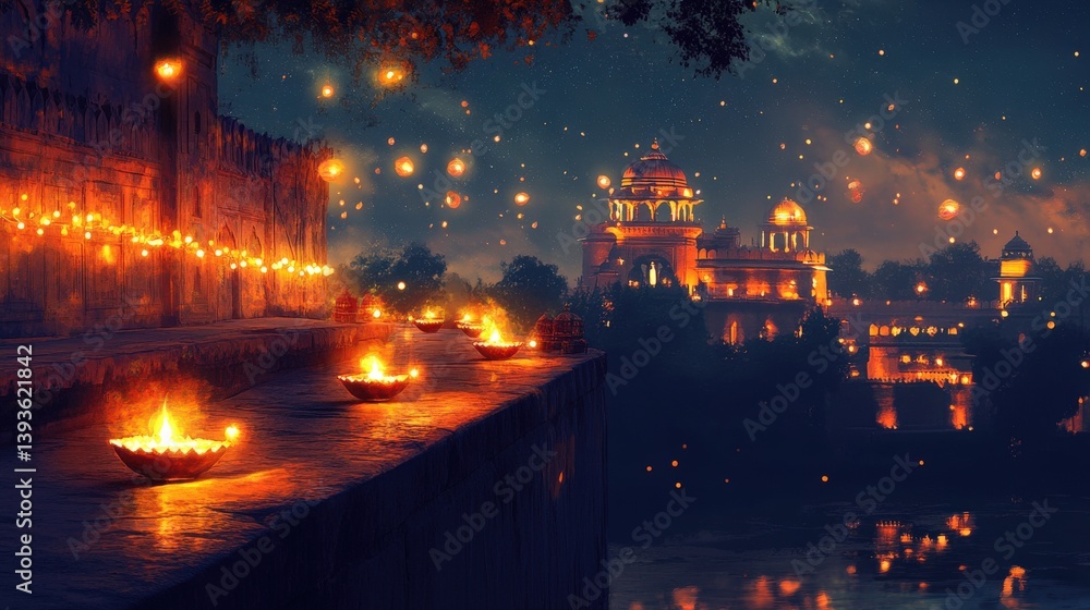 An illuminated city skyline with a night sky full of light An illuminated city skyline with a night sky full of light