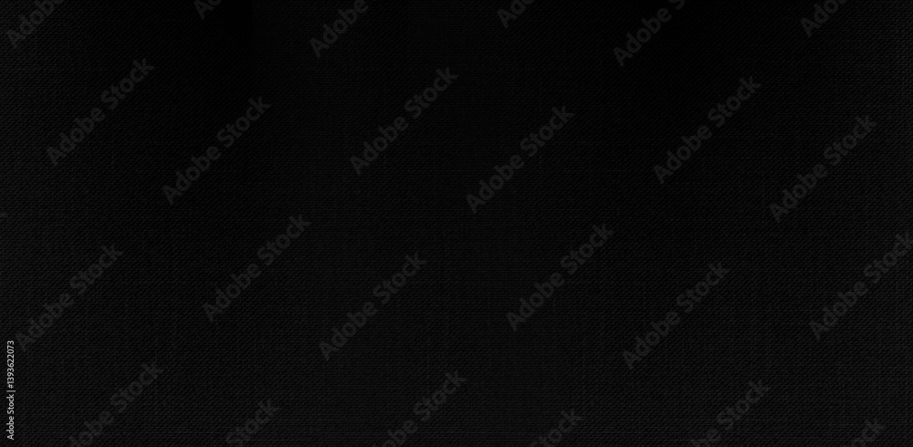 Panoramic close-up texture of natural weave cloth in dark and black color. Fabric texture of natural cotton or linen textile material. Black fabric wide background. Panoramic close-up texture of natural weave cloth in dark and black color. Fabric texture of natural cotton or linen textile material. Black fabric wide background.