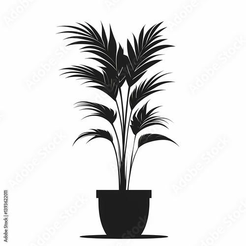 Minimalist Silhouette of Indoor Palms: Stylish Houseplant for Modern Decor and Nature-Inspired Living Spaces