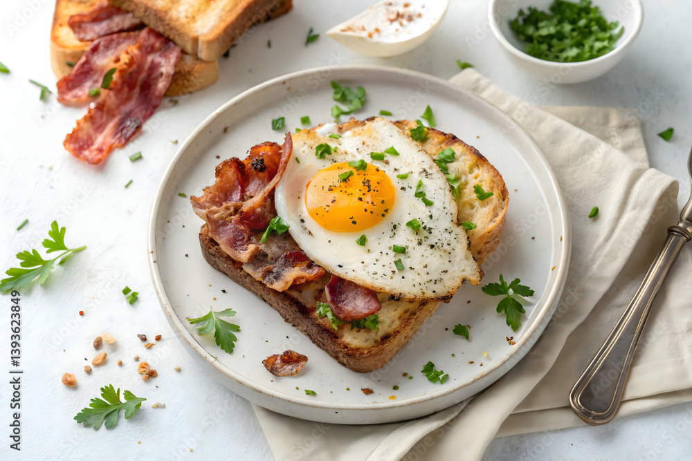 Delicious Plate Of Crispy Bacon And Fried Egg Served On Toast With Fresh Herbs,Delicious Plate Of Crispy Bacon And Fried Egg Served On Toast With Fresh Herbs,Herzhafter Frühstücksteller mit Spiegelei Delicious Plate Of Crispy Bacon And Fried Egg Served On Toast With Fresh Herbs,Delicious Plate Of Crispy Bacon And Fried Egg Served On Toast With Fresh Herbs,Herzhafter Frühstücksteller mit Spiegelei