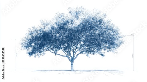 Detailed blueprint of a tree
