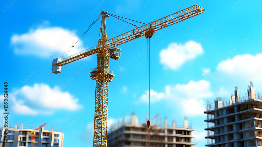 close-up of construction site with crane with blue sky.ai generative close-up of construction site with crane with blue sky.ai generative