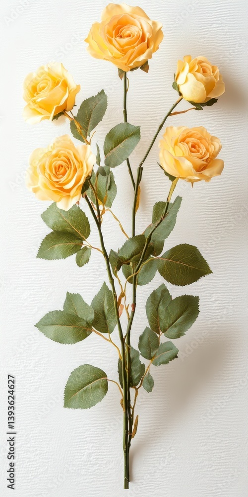 Fototapeta premium Cluster of Lemon Yellow Roses Isolated on White Background