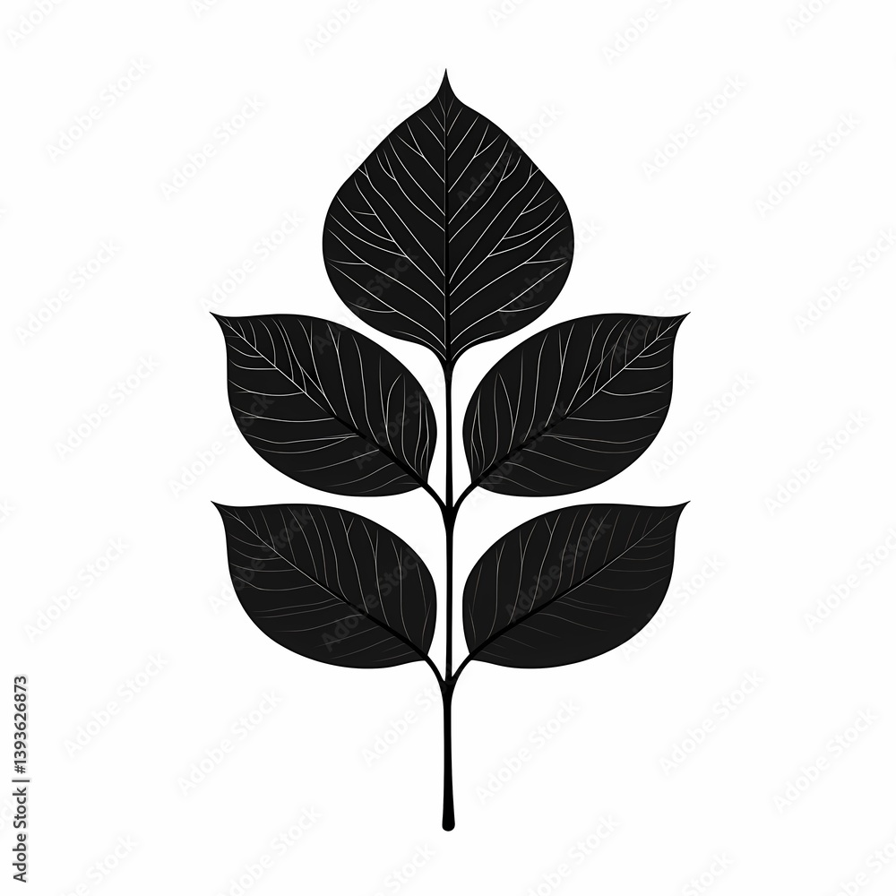 Obraz premium Botanical Leaf Silhouette: Eco-Friendly Nature Illustration for Minimalist Design & Home Décor