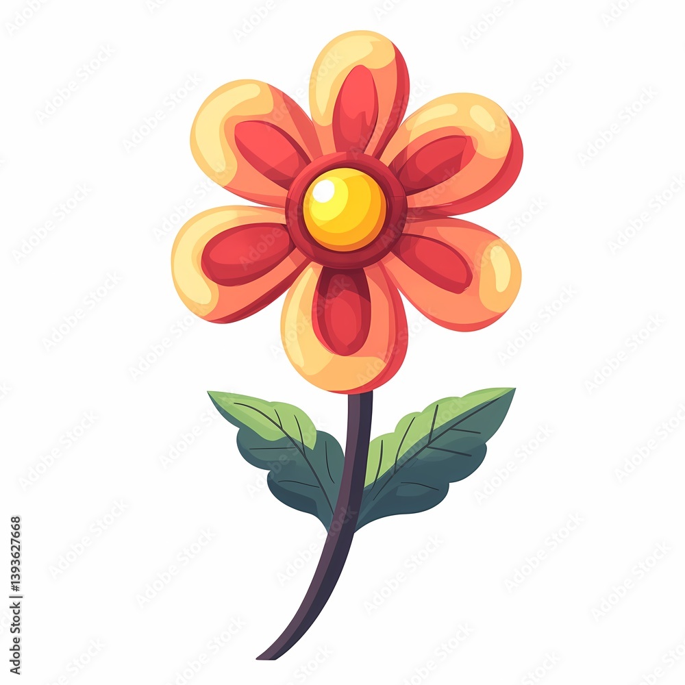 Colorful Cartoon Flower Illustration - Vibrant Nature-Inspired Spring Artwork Colorful Cartoon Flower Illustration - Vibrant Nature-Inspired Spring Artwork
