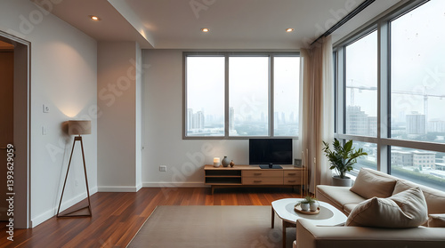 modern living room with fireplace