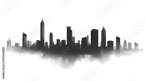 Wallpaper Mural Monochrome Urban Skyline: Silhouetted Skyscrapers in Minimalist Cityscape Torontodigital.ca