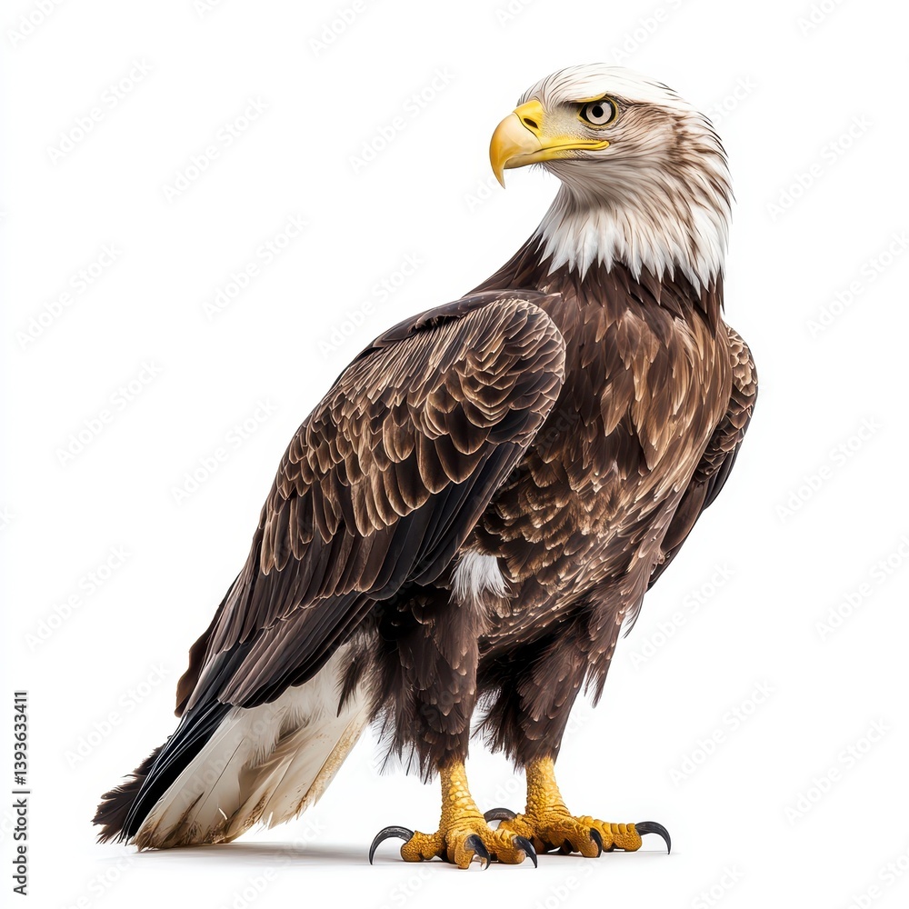 Obraz premium Majestic Brown And White Bald Eagle Isolated On White Background