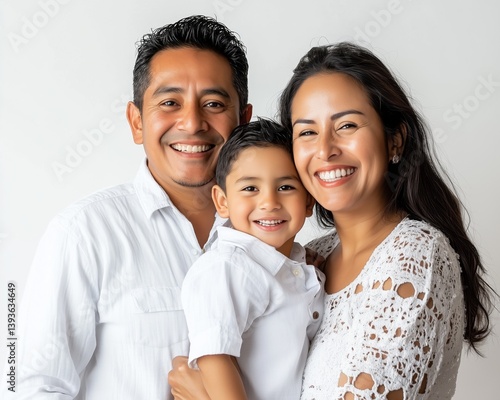 Happy family photo isolated white background