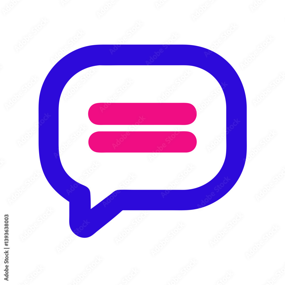 Chat icon with equal sign in vibrant colors Chat icon with equal sign in vibrant colors