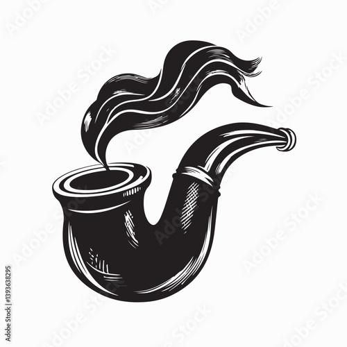 Smoking Pipe Images vector. Durable Wooden Wood Smoking Pipe Tobacco Cigarettes vector.