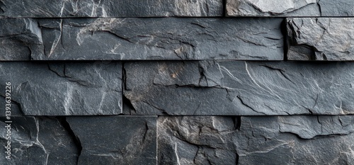 Close up of Dark Grey Slate Stone Wall Cladding Texture