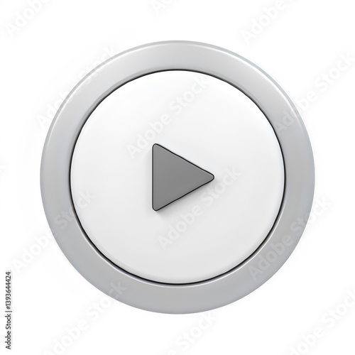 White play button icon on transparent background