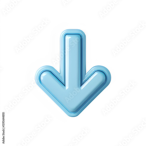 Blue arrow pointing down on transparent background