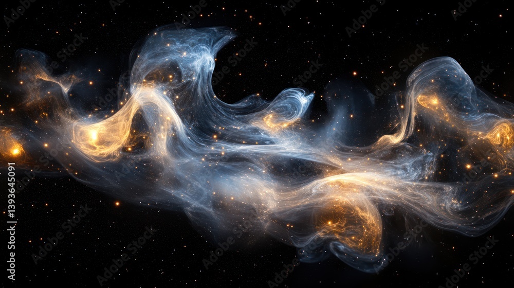 Naklejka premium A mesmerizing cosmic scene showcasing swirling nebulae and distant stars in space.