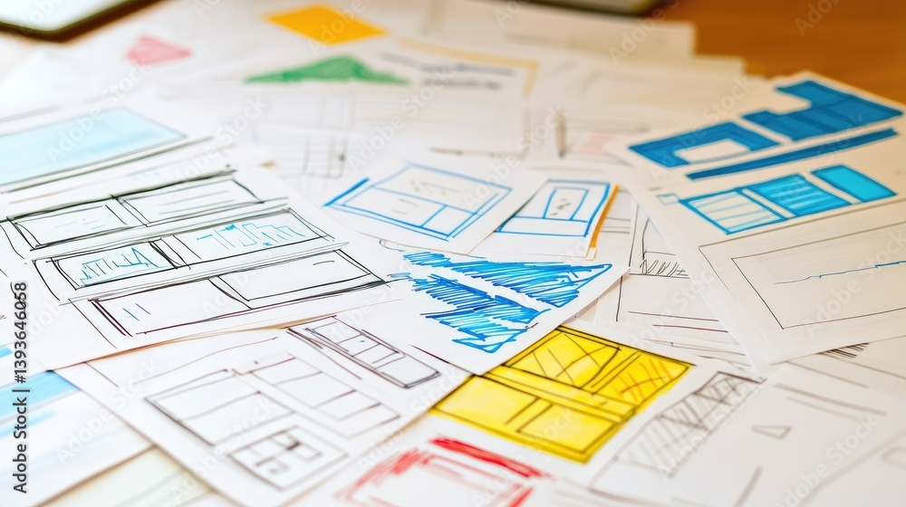 Programming language cheat sheets, design grid, and UI sketchpad spread across workspace Programming language cheat sheets, design grid, and UI sketchpad spread across workspace