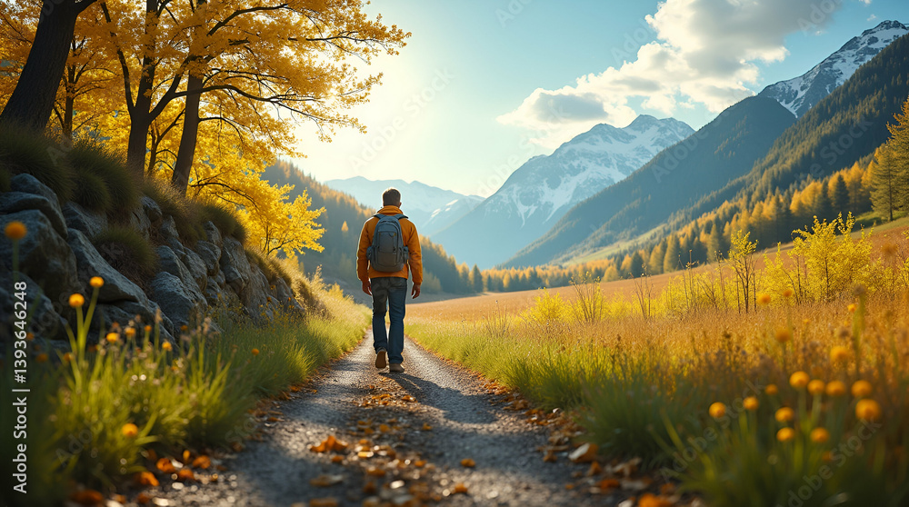 Obraz premium Dynamic visual narrative capturing late spring adventures with vibrant outdoor exploration and refined compositional detail for premium stock imagery in travel in Photo Stock Concept and empty spac