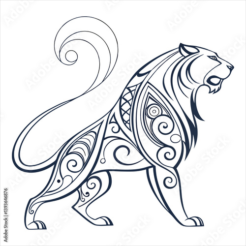 Wallpaper Mural Stylized Cat Silhouette with Intricate Organic Patterns Torontodigital.ca