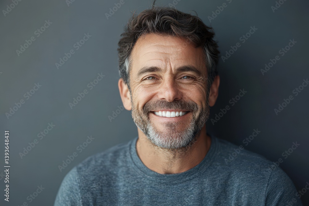 Fototapeta premium Smiling middle aged man looking directly at the camera with joy