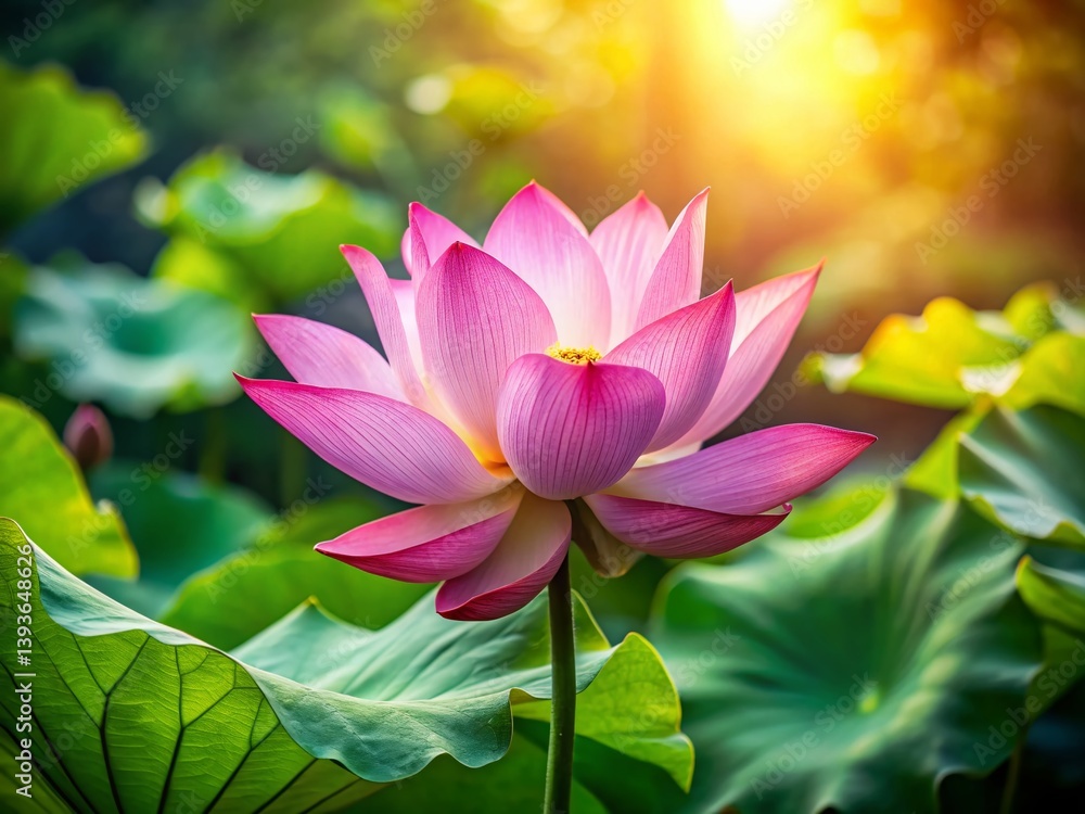 Fototapeta premium Peaceful Lotus in a Serene Garden Pond A Stunning Portrait of Tranquility and Natural Beauty