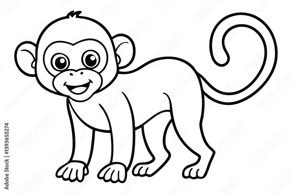 Monkey outline vector illustration and ready for print. Monkey outline vector illustration and ready for print.