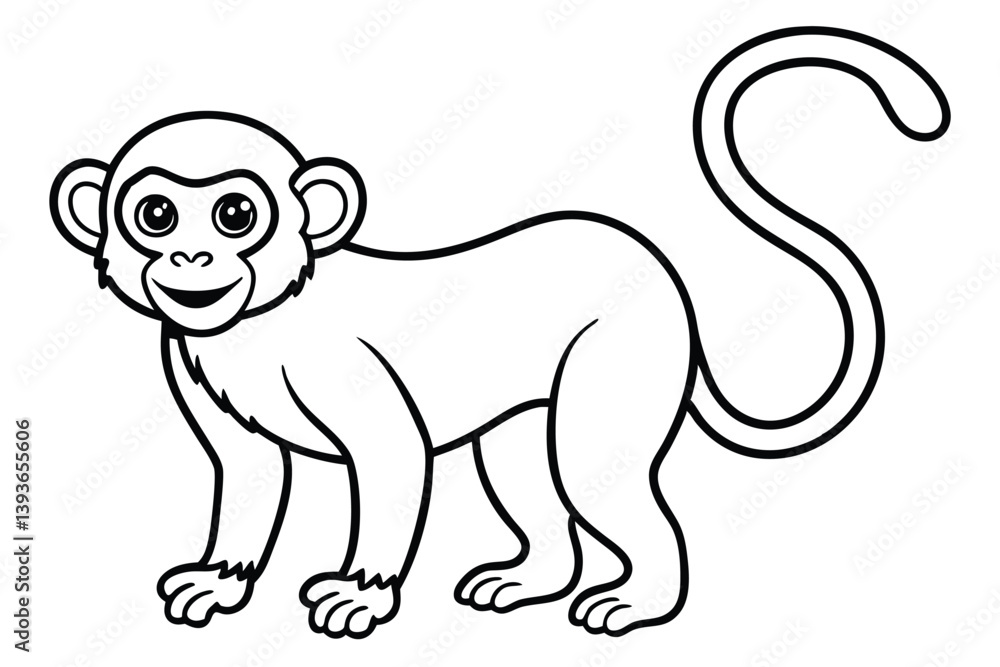 Obraz premium Monkey outline vector illustration and ready for print.