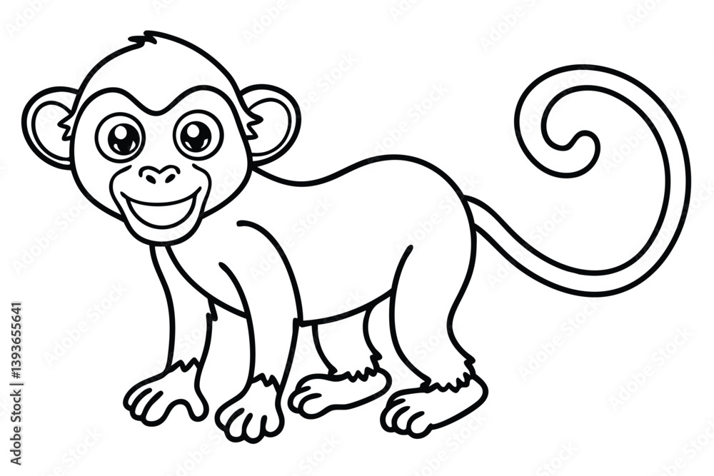 Obraz premium Monkey outline vector illustration and ready for print.