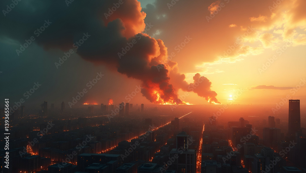 Fototapeta premium Explore an elegant visual narrative that captures global conflict zones, showcasing refined compositions that reflect ongoing hostilities and strategic disruptions in photo stock.