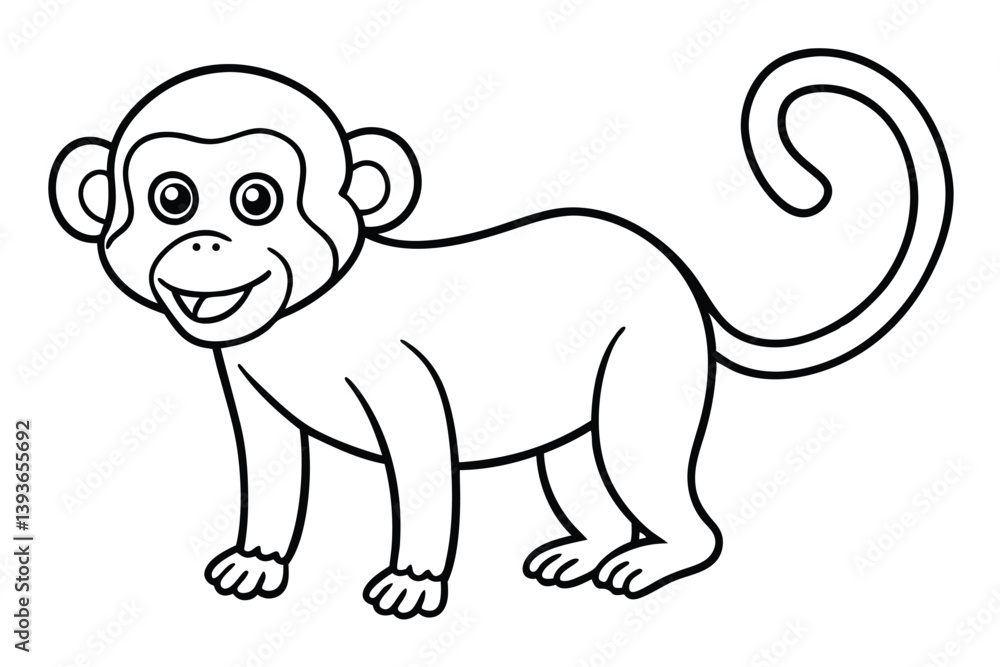 Monkey outline vector illustration and ready for print. Monkey outline vector illustration and ready for print.