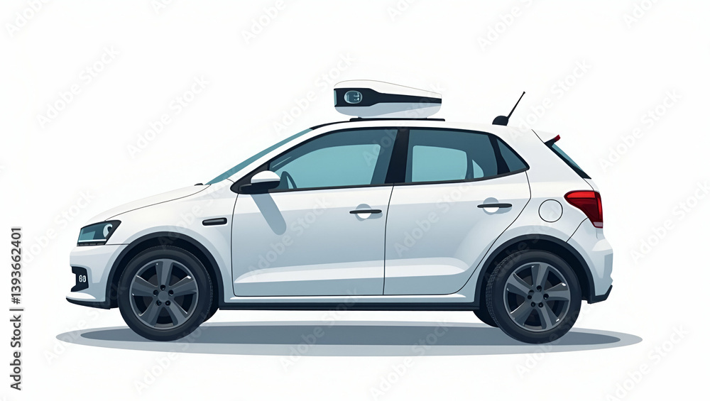 Explore Flat Innovative AI-Powered Smart Cars: Autonomous Vehicle Tech, Smart Connectivity, and Futuristic Design in Cute Vector Illustrations