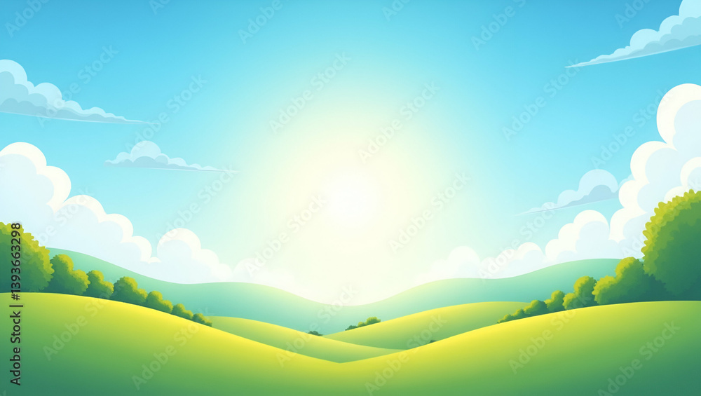 Obraz premium Flat Capture radiant blue skies and abundant sunshine over expansive landscapes with refined natural lighting dynamic cloudscapes and vibrant outdoor scenes that epitomize summer brilliance and serene