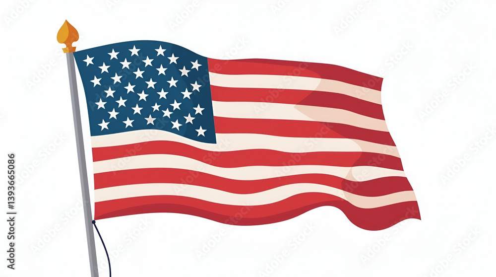 Fototapeta premium Explore our flat high-resolution photostock image of the American flag, showcasing bold colors and contemporary design, symbolizing national unity.
