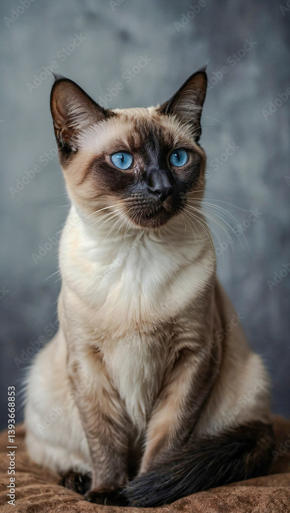Siamese cat sitting on a transparent background. Siamese cat sitting on a transparent background.