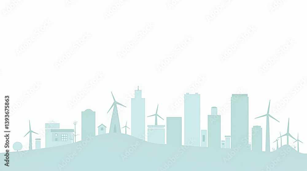 Fototapeta premium Minimalist Abstract Wallpaper Design: Sustainable Urban Energy Inspiration with Space for Annotations on Smart Grid Solutions and Renewable Integration in Metropolitan Infrastructures