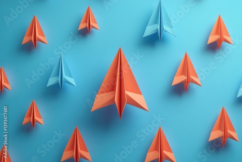 Leadership Concept Red Paper Plane Leading Among White Planes on Blue Background with Copy Space Free Download Leadership Concept Red Paper Plane Leading Among White Planes on Blue Background with Copy Space - GFXLoad