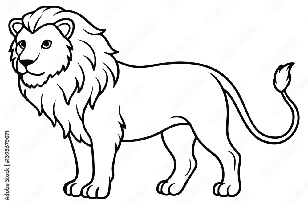 Fototapeta premium Lion outline vector illustration and ready for print.