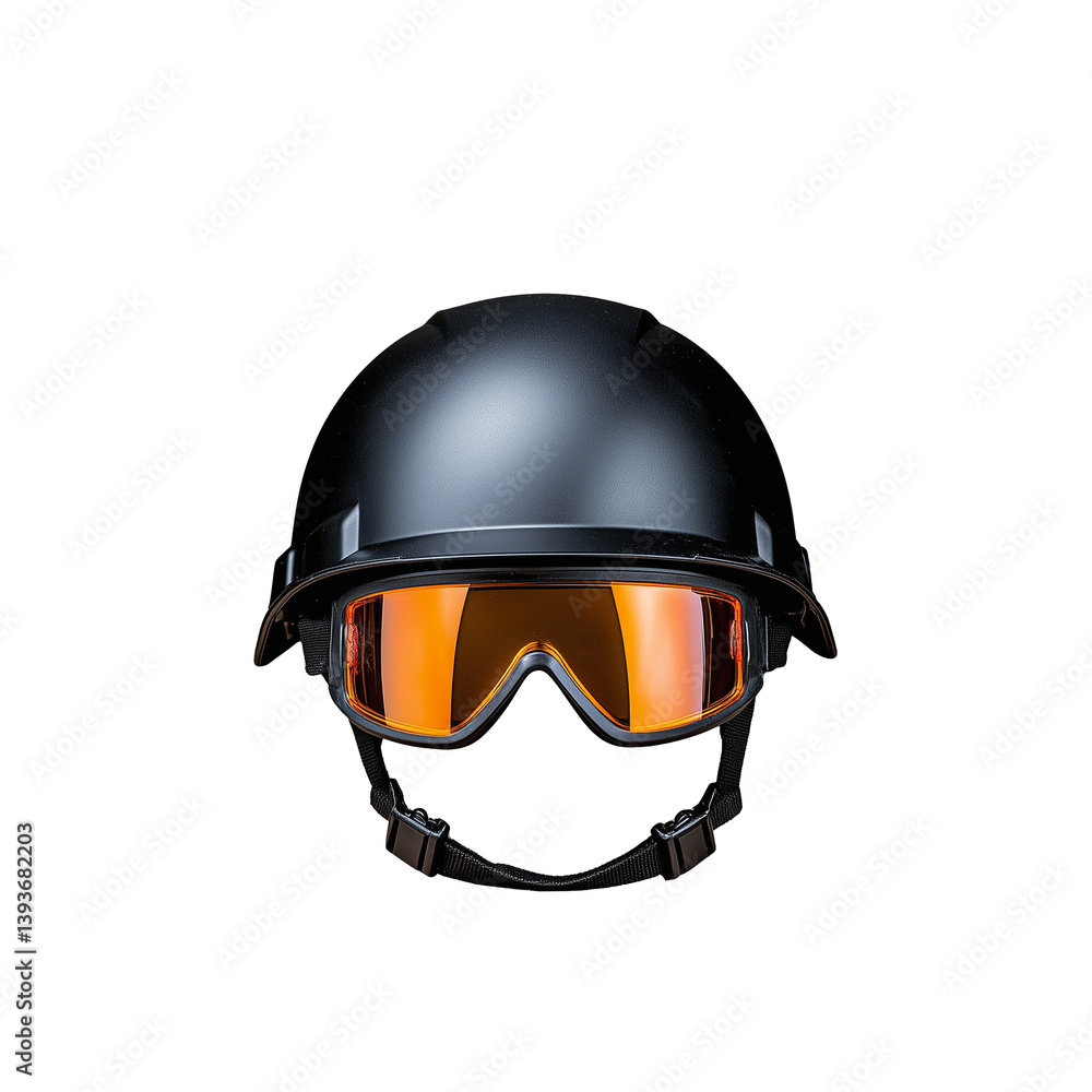 Black ski helmet with attached goggles