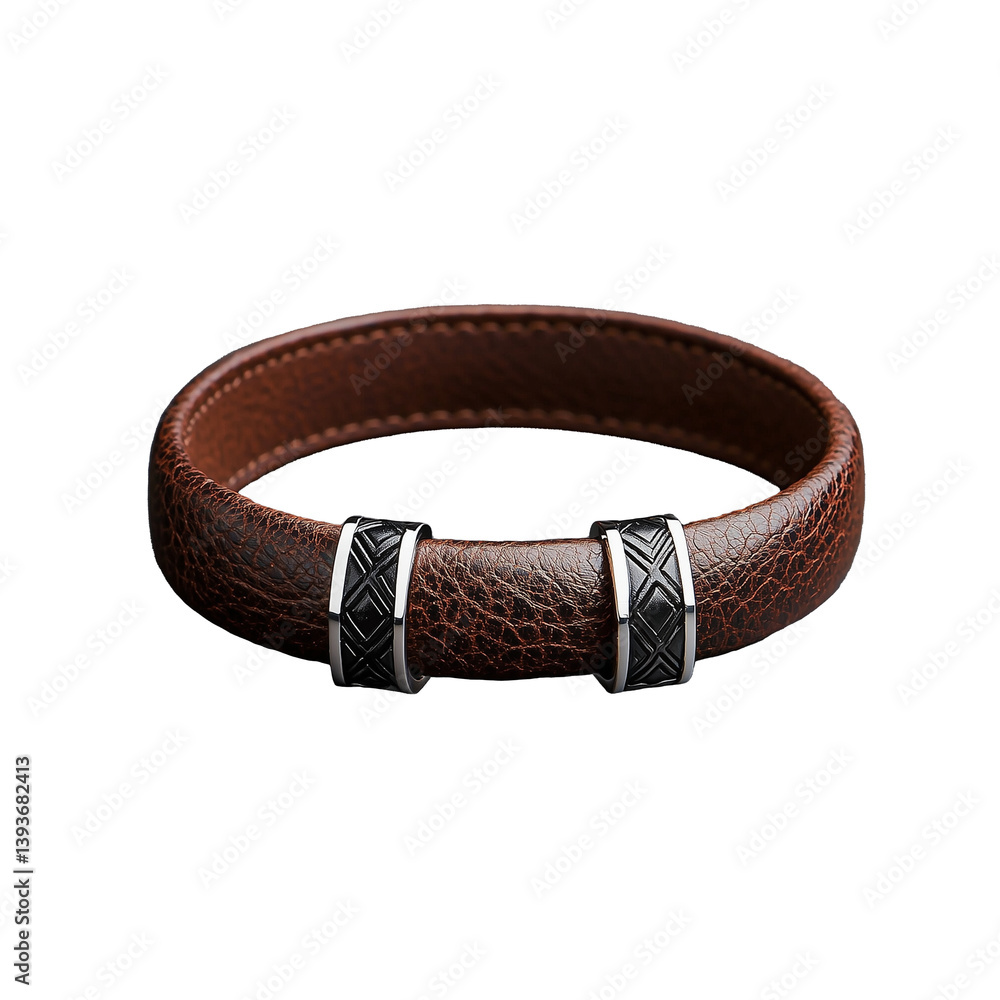 Leather bracelet with decorative metal details