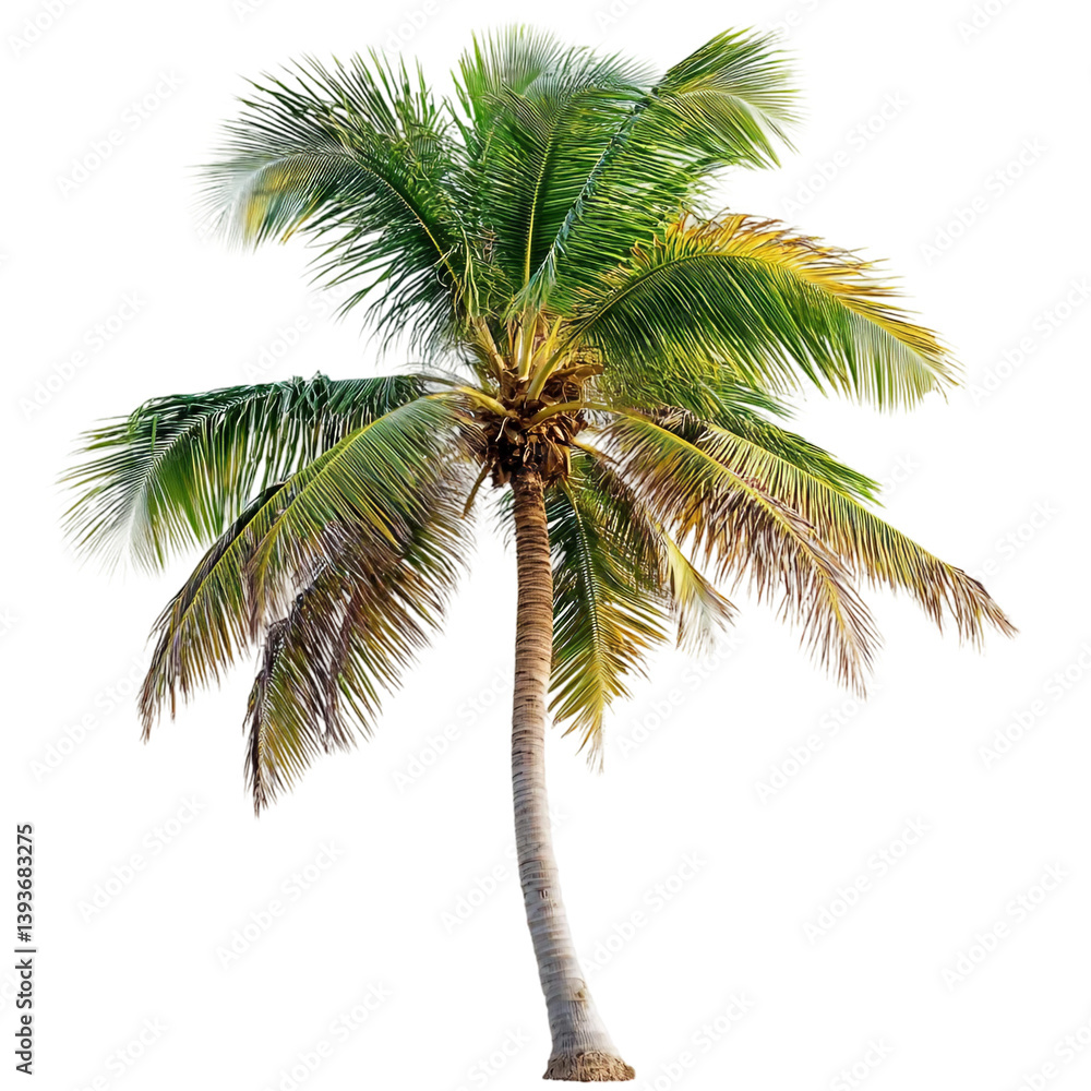 a coconut tree isolated on transparent and white background a coconut tree isolated on transparent and white background