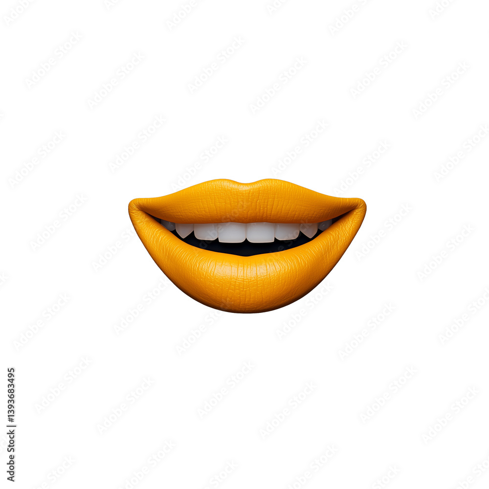 Yellow lips smile on transparent background