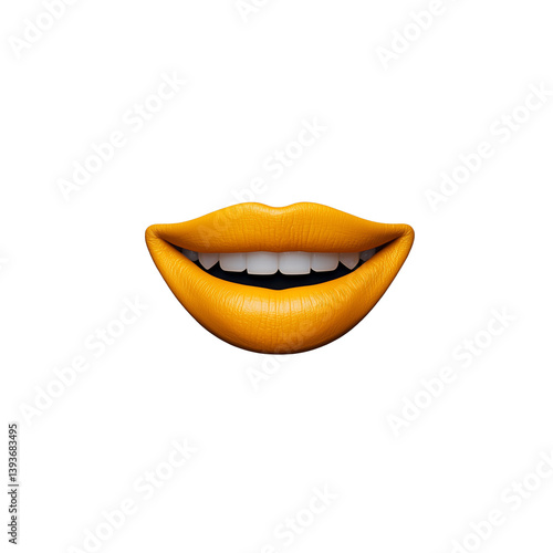 Obraz na płótnie Yellow lips smile on transparent background w salonie