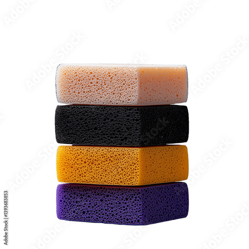 Obraz na płótnie Stacked colorful sponges on display w salonie