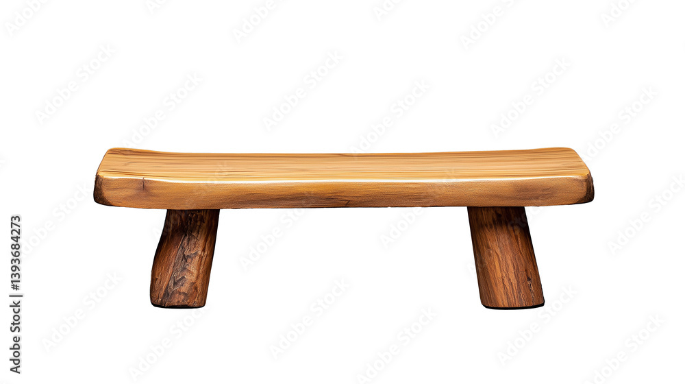 Wooden bench with simple design on display