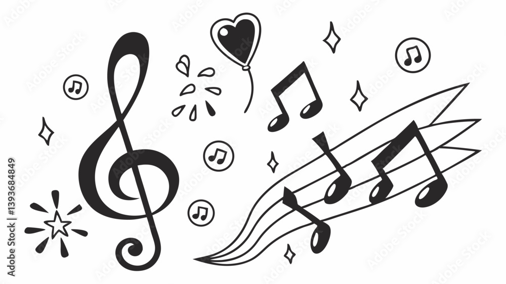 Music Notes Clipart: Treble Clef, Celebration Music Notes Clipart: Treble Clef, Celebration