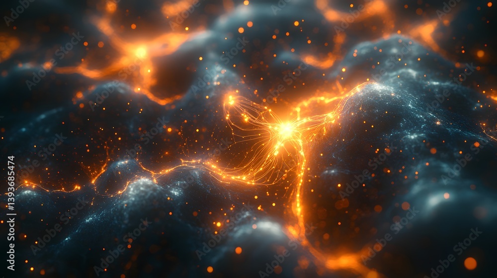 Naklejka premium a close up of a bright orange and black background with a star