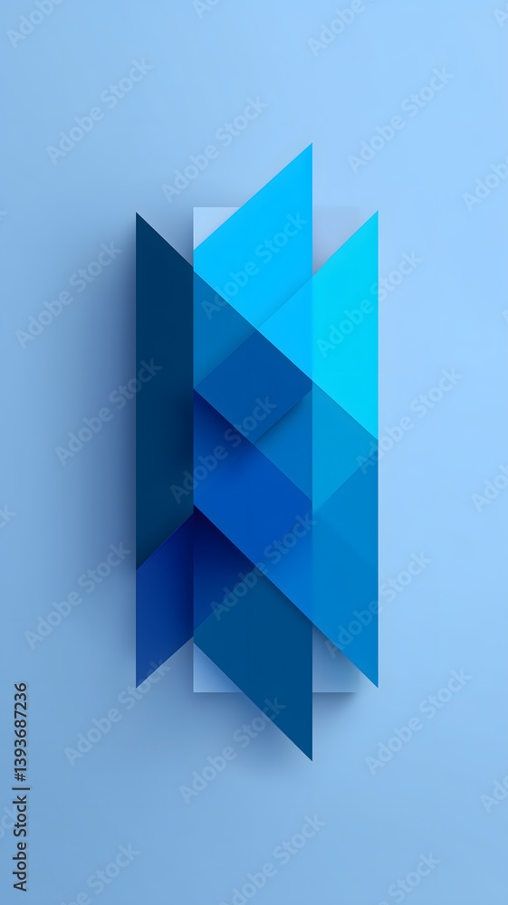Abstract geometric composition featuring blue triangles on a light blue background, creating a sense of depth and dimension. Modern phone wallpaper Abstract geometric composition featuring blue triangles on a light blue background, creating a sense of depth and dimension. Modern phone wallpaper