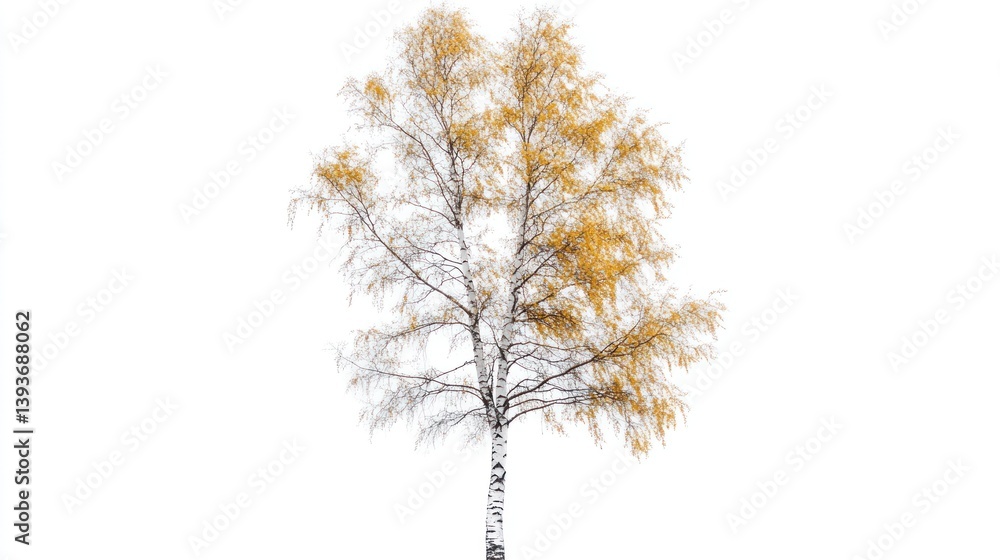 Fototapeta premium Isolated birch tree with autumnal foliage