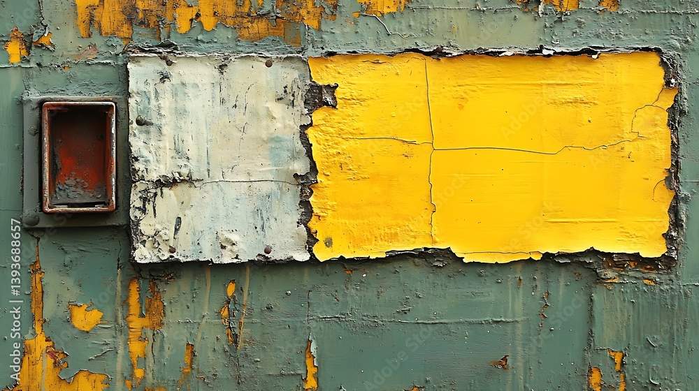 Naklejka premium Abstract Mid-Century Modern Composition with Bold Colors and Textured Surface Details