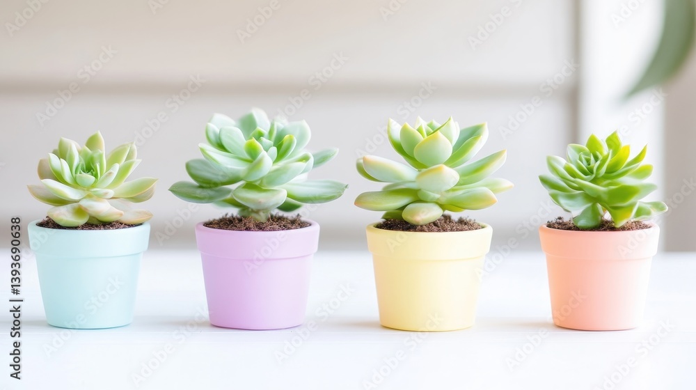 Colorful Succulents in Pastel Pots Colorful Succulents in Pastel Pots