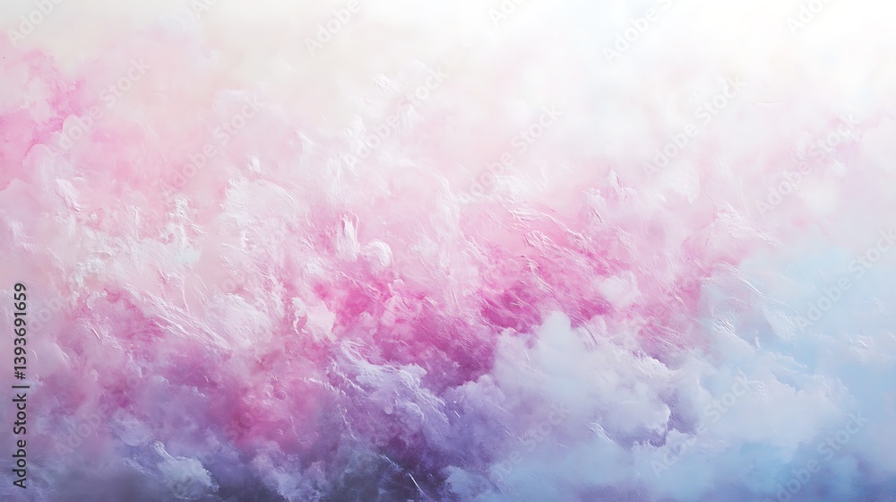 Fototapeta premium A soft and dreamlike abstract background showcasing pastel shades of pink, lavender, and white, evoking a serene and tranquil atmosphere with a gentle cloud-like texture